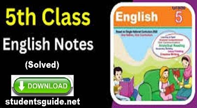 Punjab Board 5th Class English Solved Notes