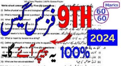 Punjab Board 9th Class Physics Guess Papers 2024 In PDF Format Free Download